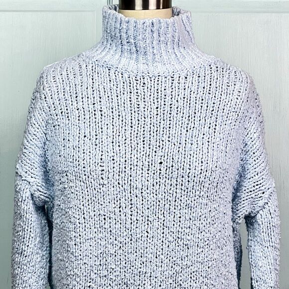 Anthropologie The Need-It Slouchy Pullover Sweater Oversized Mock Neck Blue XSP - Picture 3 of 12